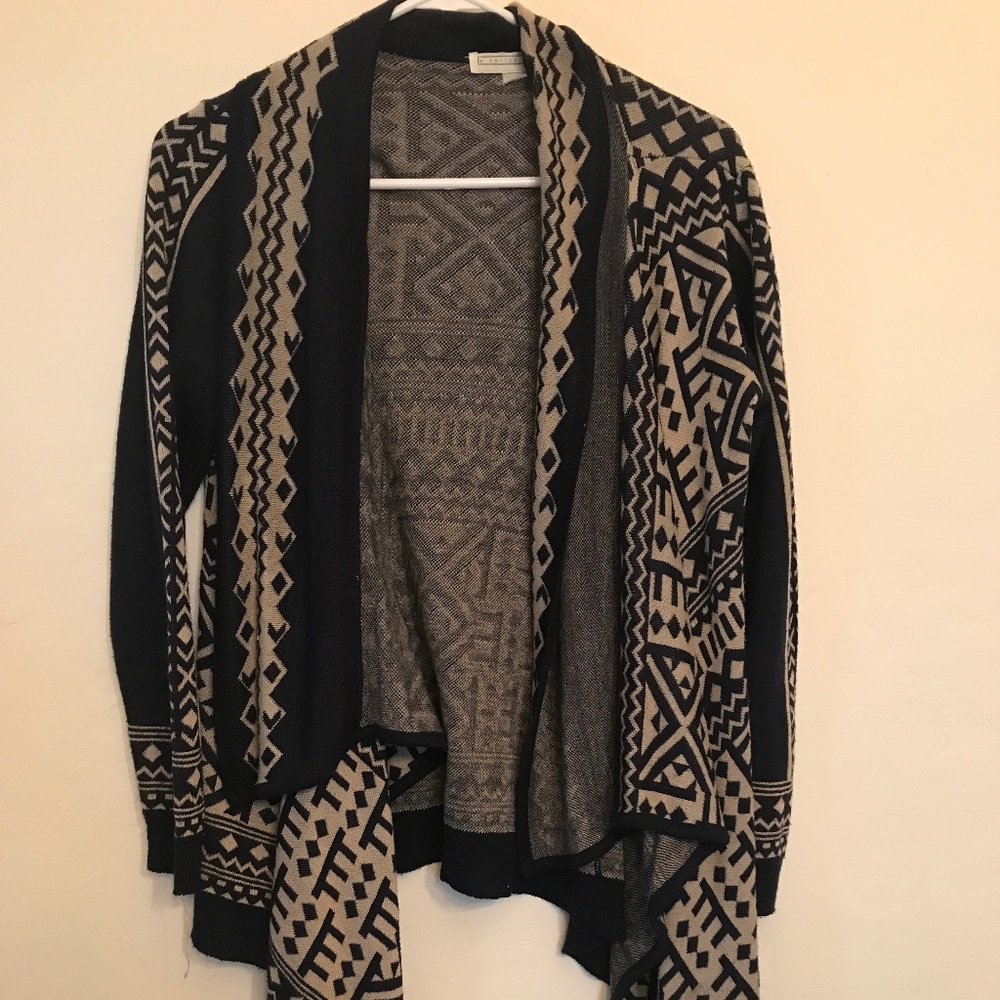 A Knitch Above Cozy Wrap Cardigan (blue/beige)